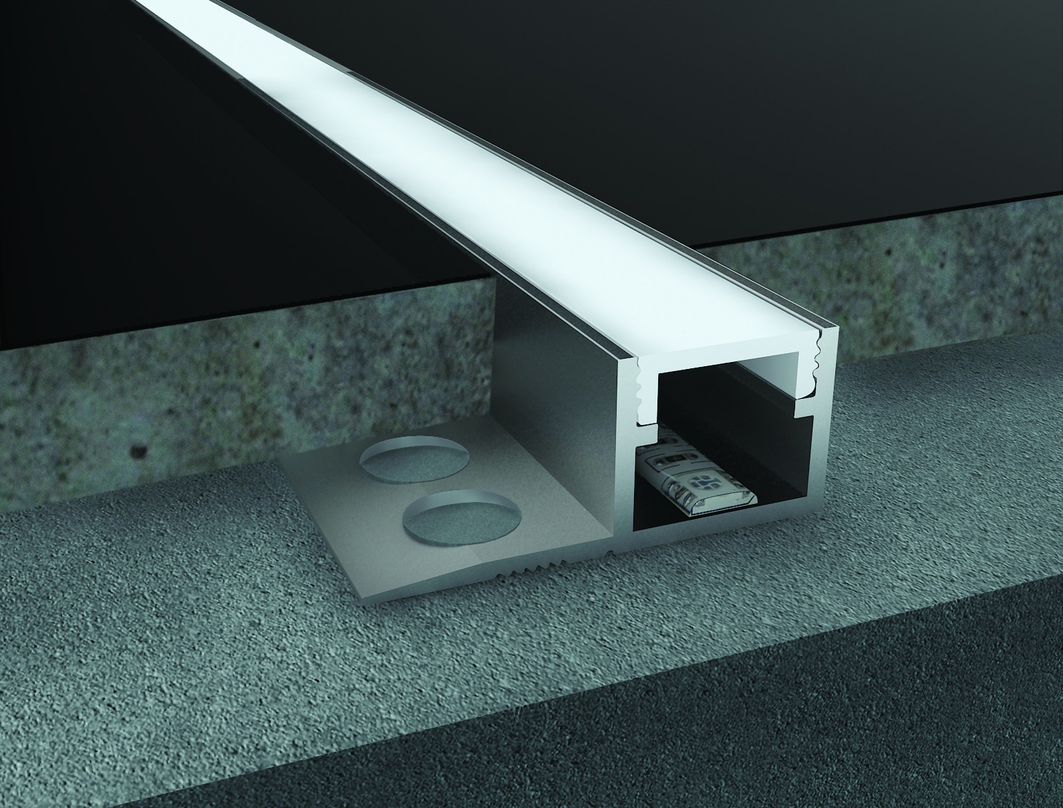 Aluminium Square Tile Trim for LED light Alusite Lightning series