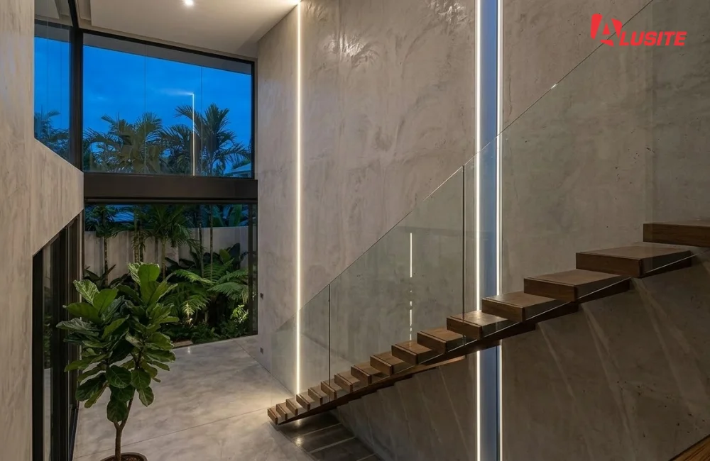 11. ไฟเส้น LED ติดตั้งแนวตั้งตามความสูงผนัง