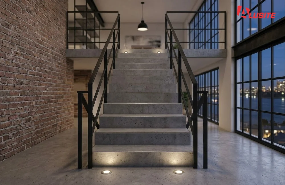 13. ไฟฝังพื้นบริเวณจุดเริ่มต้นและจุดสิ้นสุดบันได