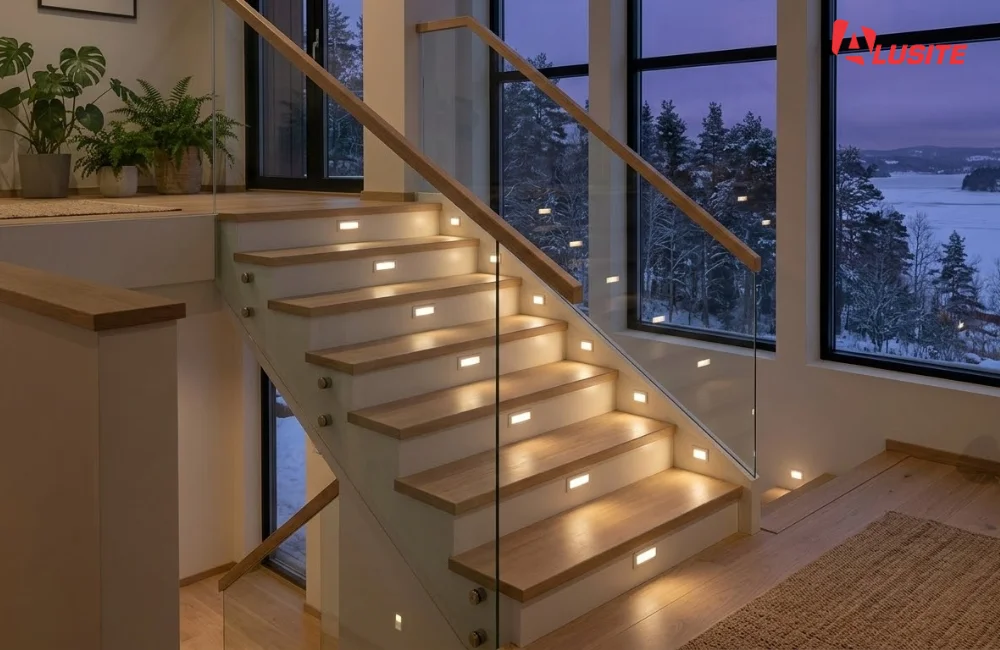 14. ฝังไฟดวงเล็กบริเวณลูกตั้งบันได